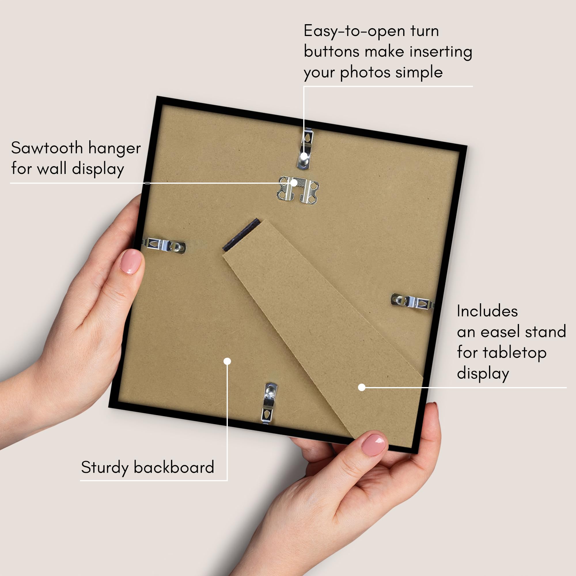 Americanflat 10x10 Picture Frame with Shatter-Resistant Glass - Use as 4x4 Frame with Mat or Display 10x10 Photo Without Mat - S